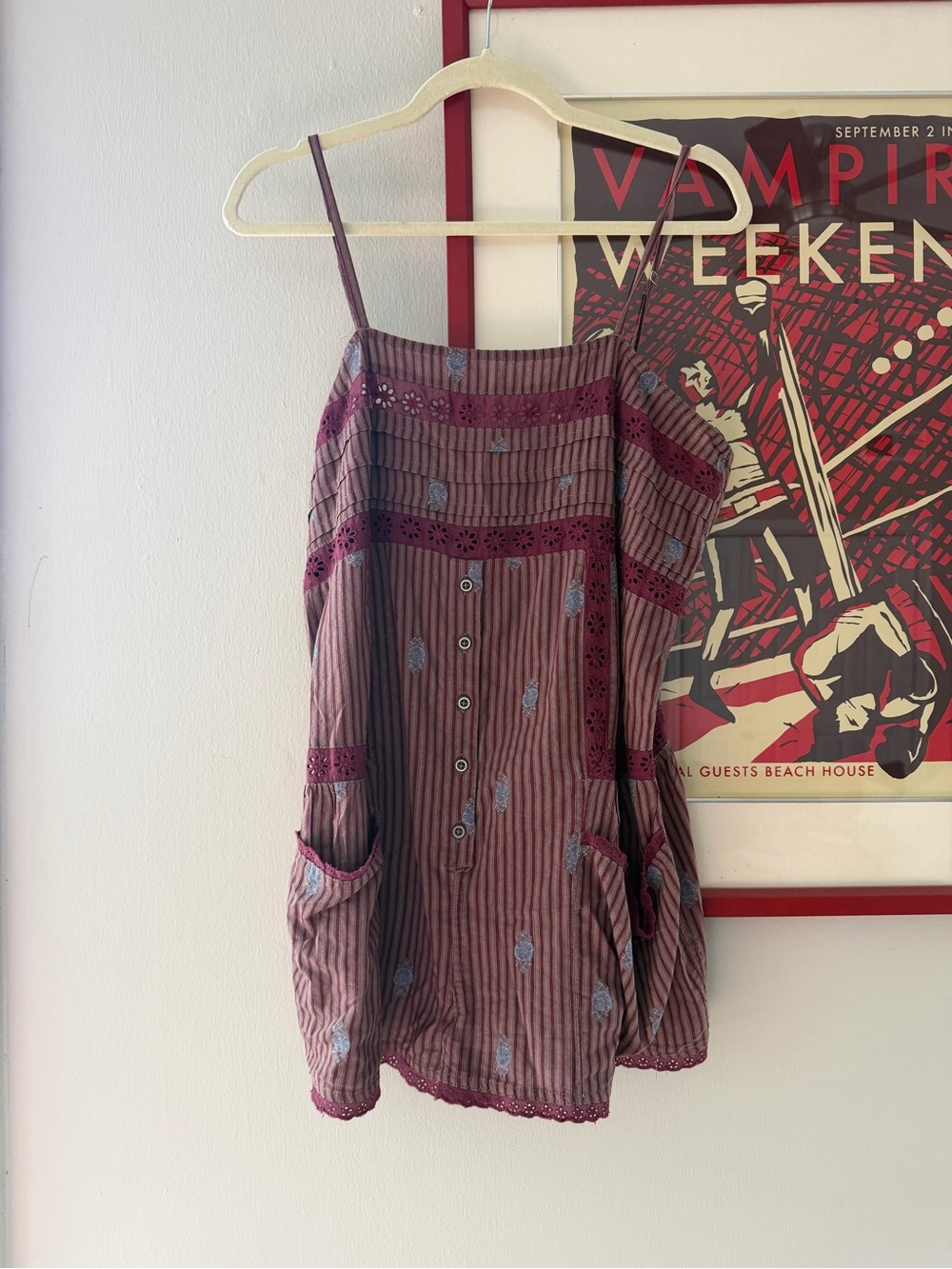 Free People Picnic in The Park Romper Plum/Blue